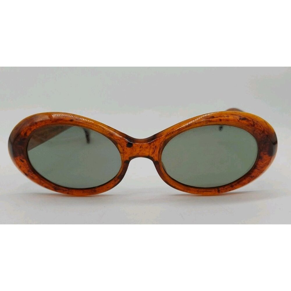 Polaroid Amber Tortoiseshell Oval Sunglasses with Green Lenses
